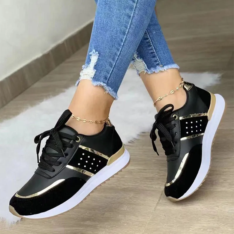 TrendyStride Comfort Low-Top Color-Block Thick Sole Sneakers