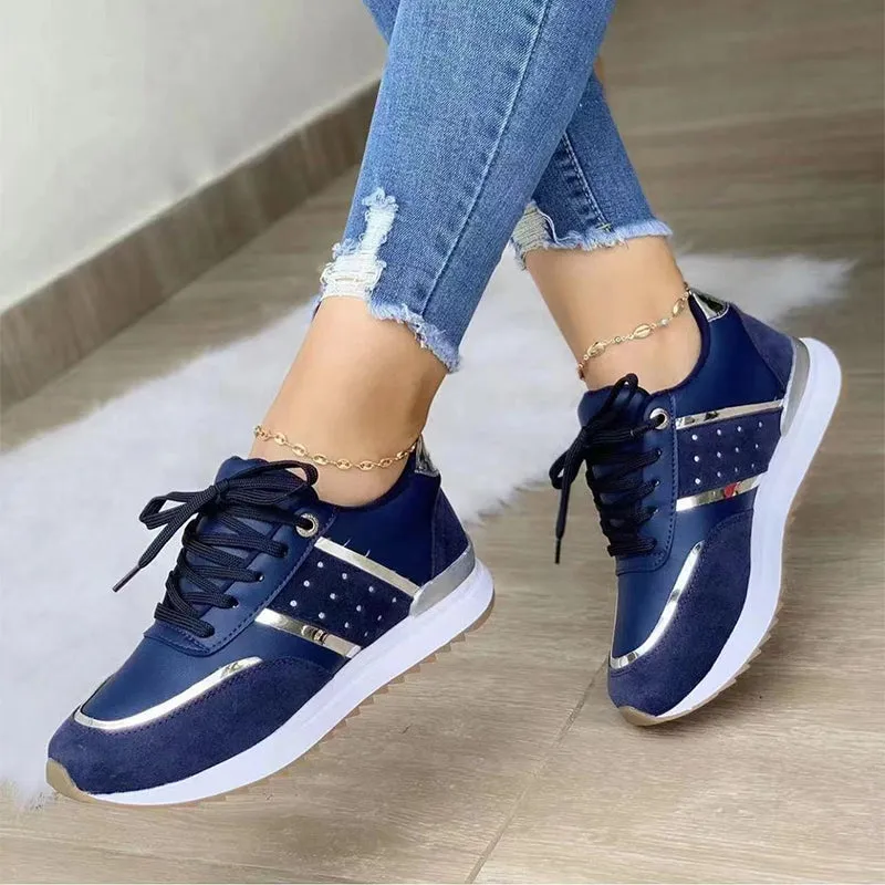 TrendyStride Comfort Low-Top Color-Block Thick Sole Sneakers