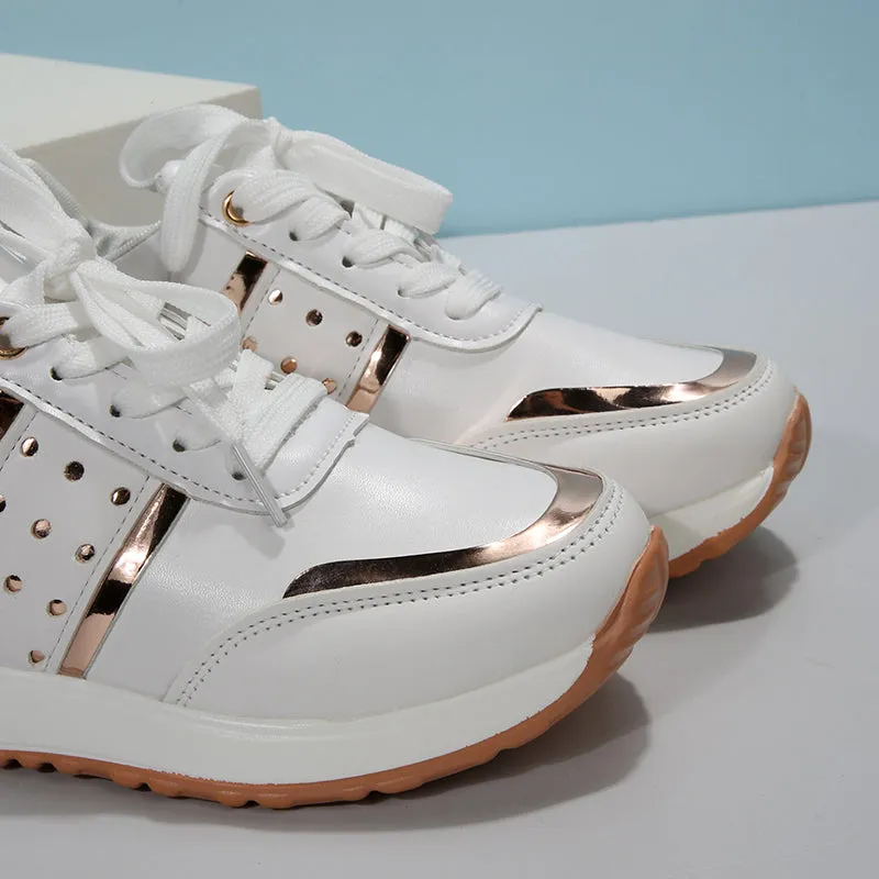 TrendyStride Comfort Low-Top Color-Block Thick Sole Sneakers