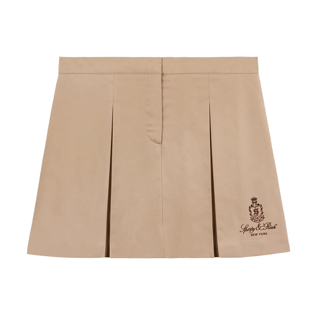 Vendome Double Pleat Skirt Beige