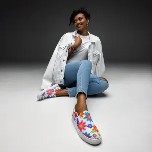 Vibrant Floral Canvas Shoes with Colorful Flowers