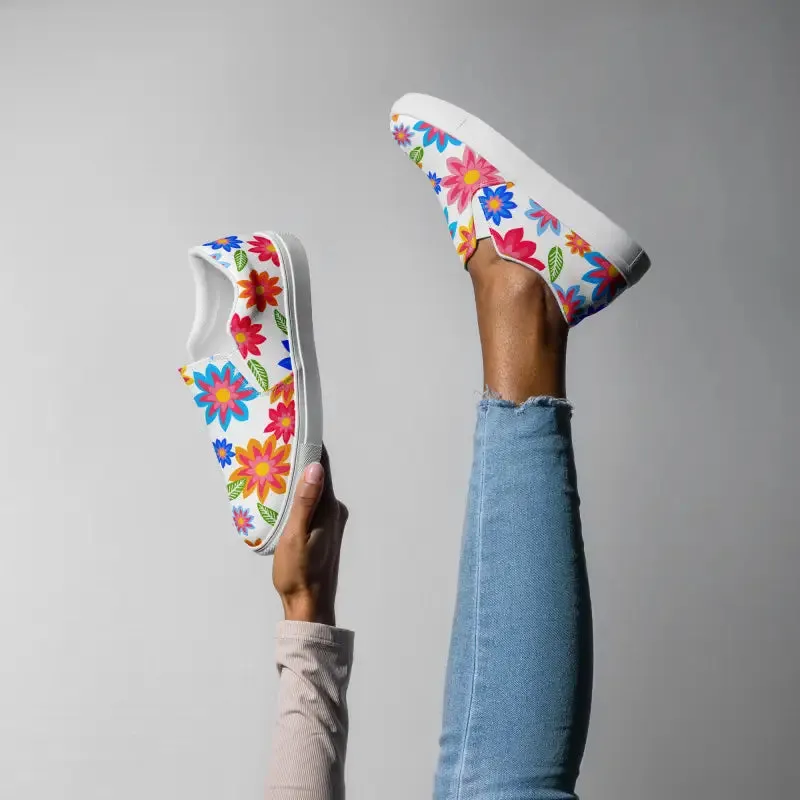 Vibrant Floral Canvas Shoes with Colorful Flowers
