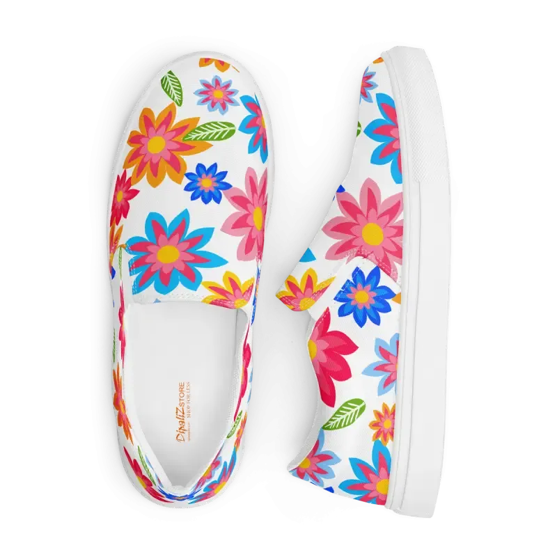 Vibrant Floral Canvas Shoes with Colorful Flowers
