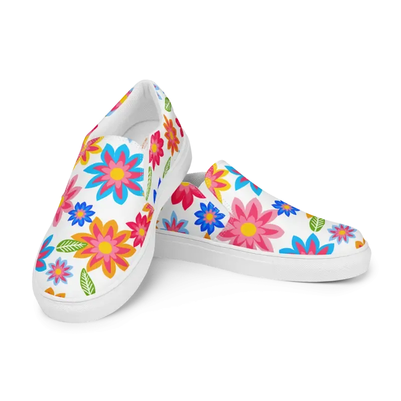 Vibrant Floral Canvas Shoes with Colorful Flowers