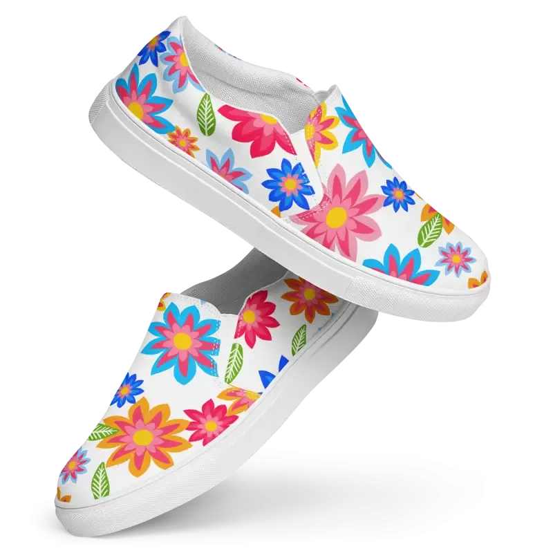 Vibrant Floral Canvas Shoes with Colorful Flowers