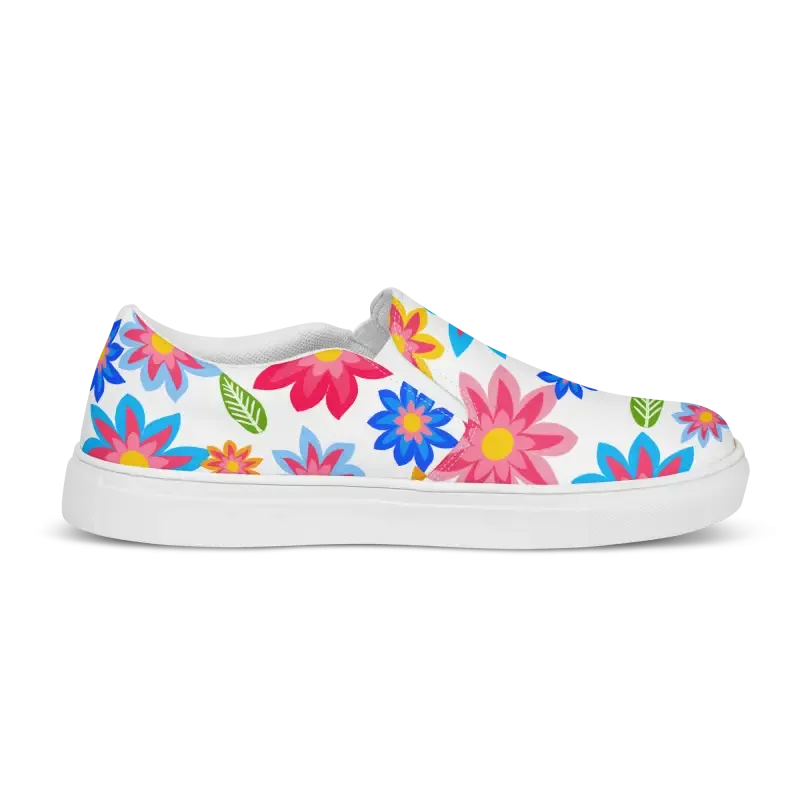 Vibrant Floral Canvas Shoes with Colorful Flowers