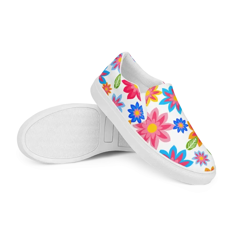 Vibrant Floral Canvas Shoes with Colorful Flowers