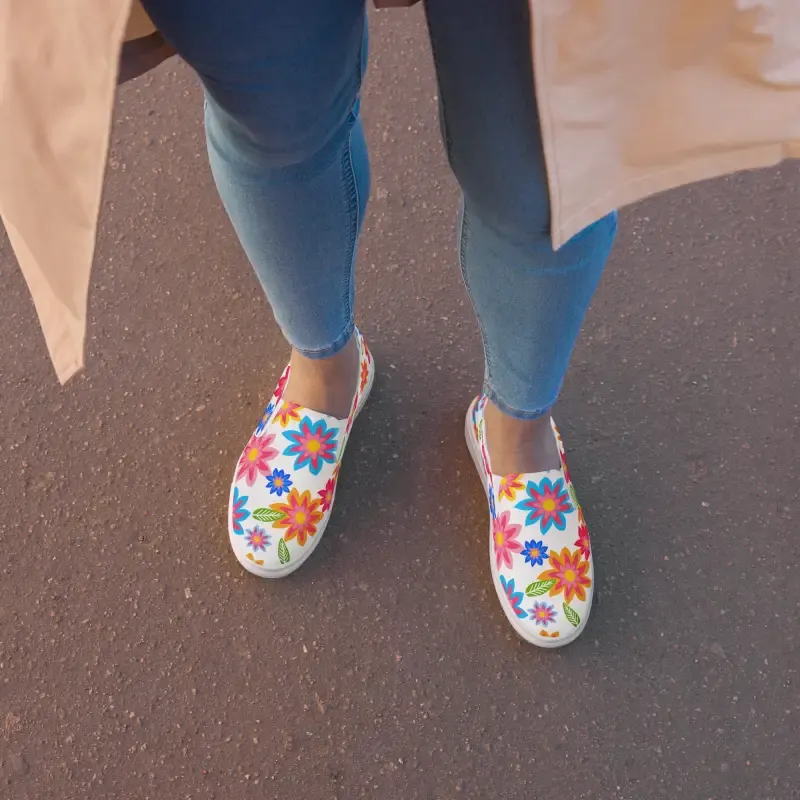 Vibrant Floral Canvas Shoes with Colorful Flowers