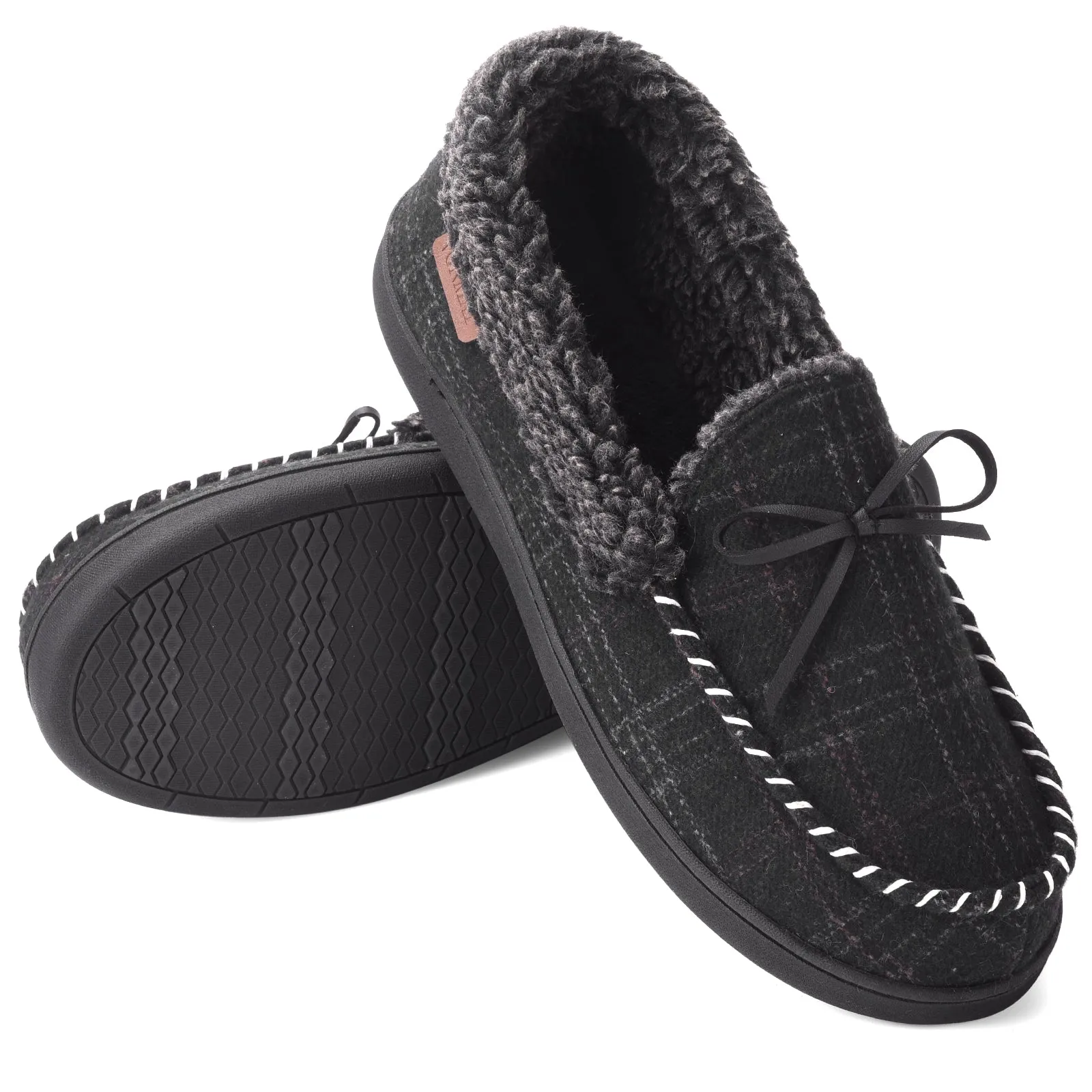 VONMAY Men's Moccasin Slippers Comfort Polar Fleece House Shoes Warm Flannel Lining Memory Foam Indoor & Outdoor