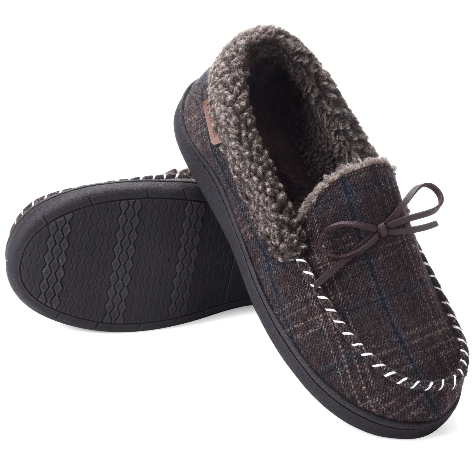 VONMAY Men's Moccasin Slippers Comfort Polar Fleece House Shoes Warm Flannel Lining Memory Foam Indoor & Outdoor