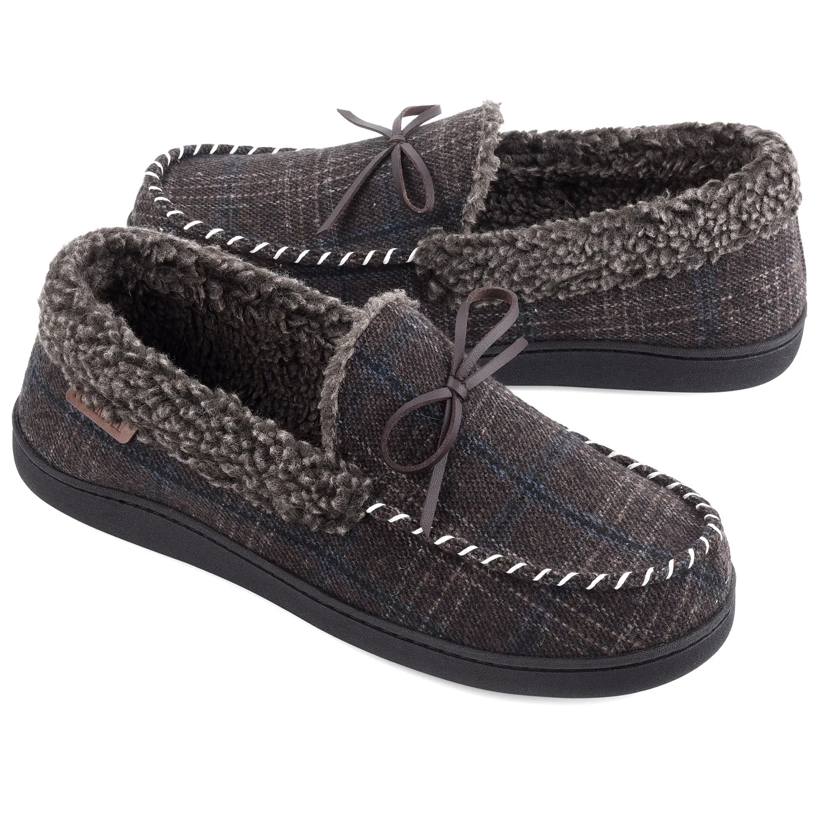 VONMAY Men's Moccasin Slippers Comfort Polar Fleece House Shoes Warm Flannel Lining Memory Foam Indoor & Outdoor