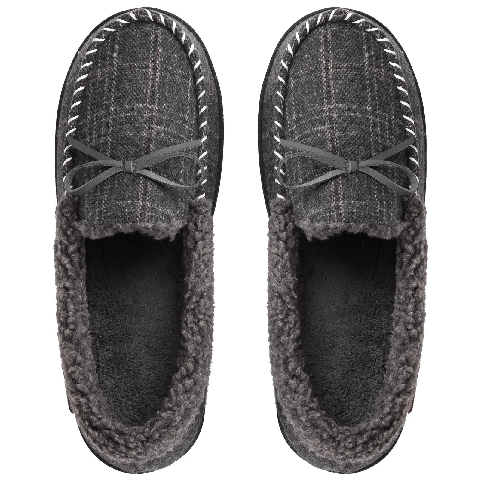 VONMAY Men's Moccasin Slippers Comfort Polar Fleece House Shoes Warm Flannel Lining Memory Foam Indoor & Outdoor