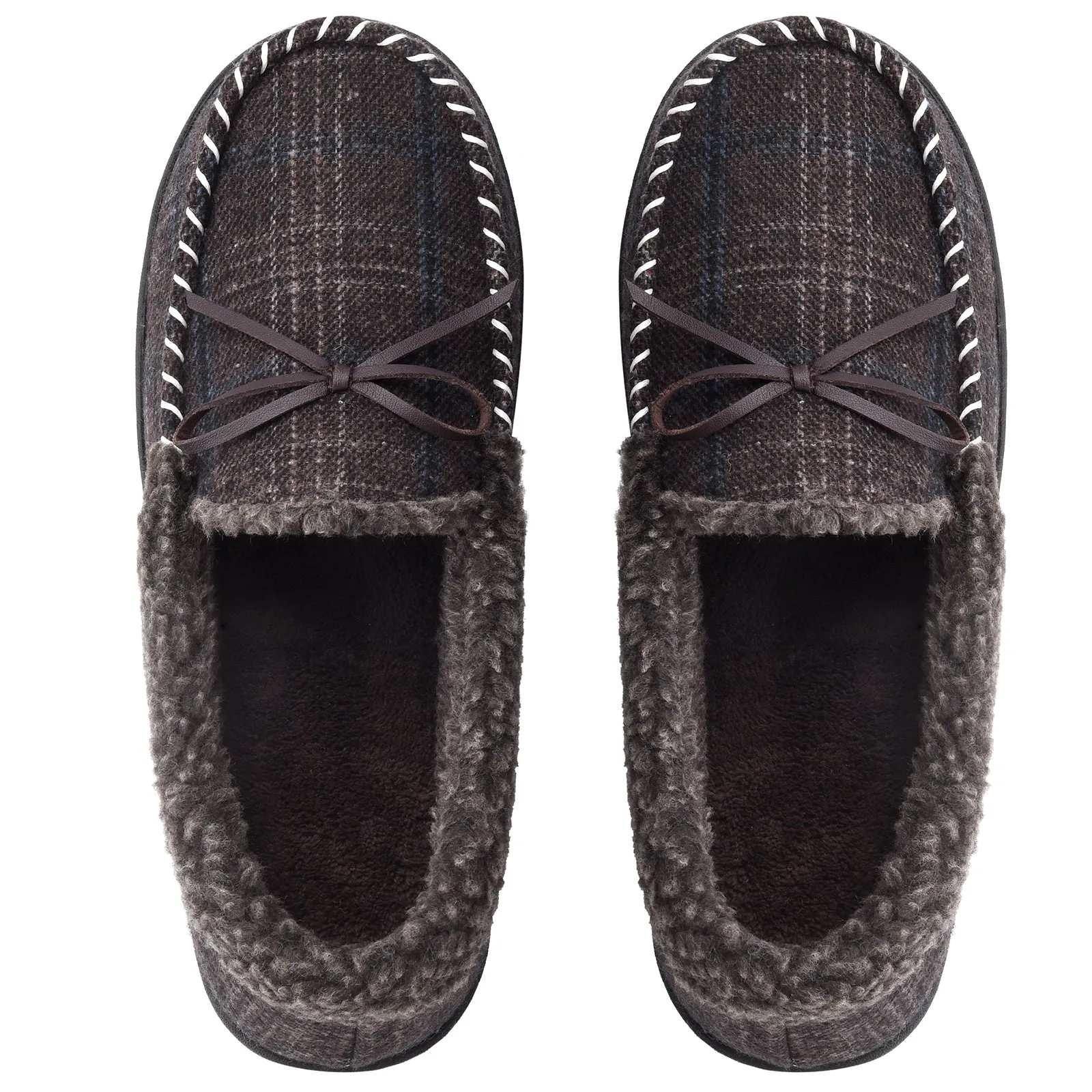 VONMAY Men's Moccasin Slippers Comfort Polar Fleece House Shoes Warm Flannel Lining Memory Foam Indoor & Outdoor