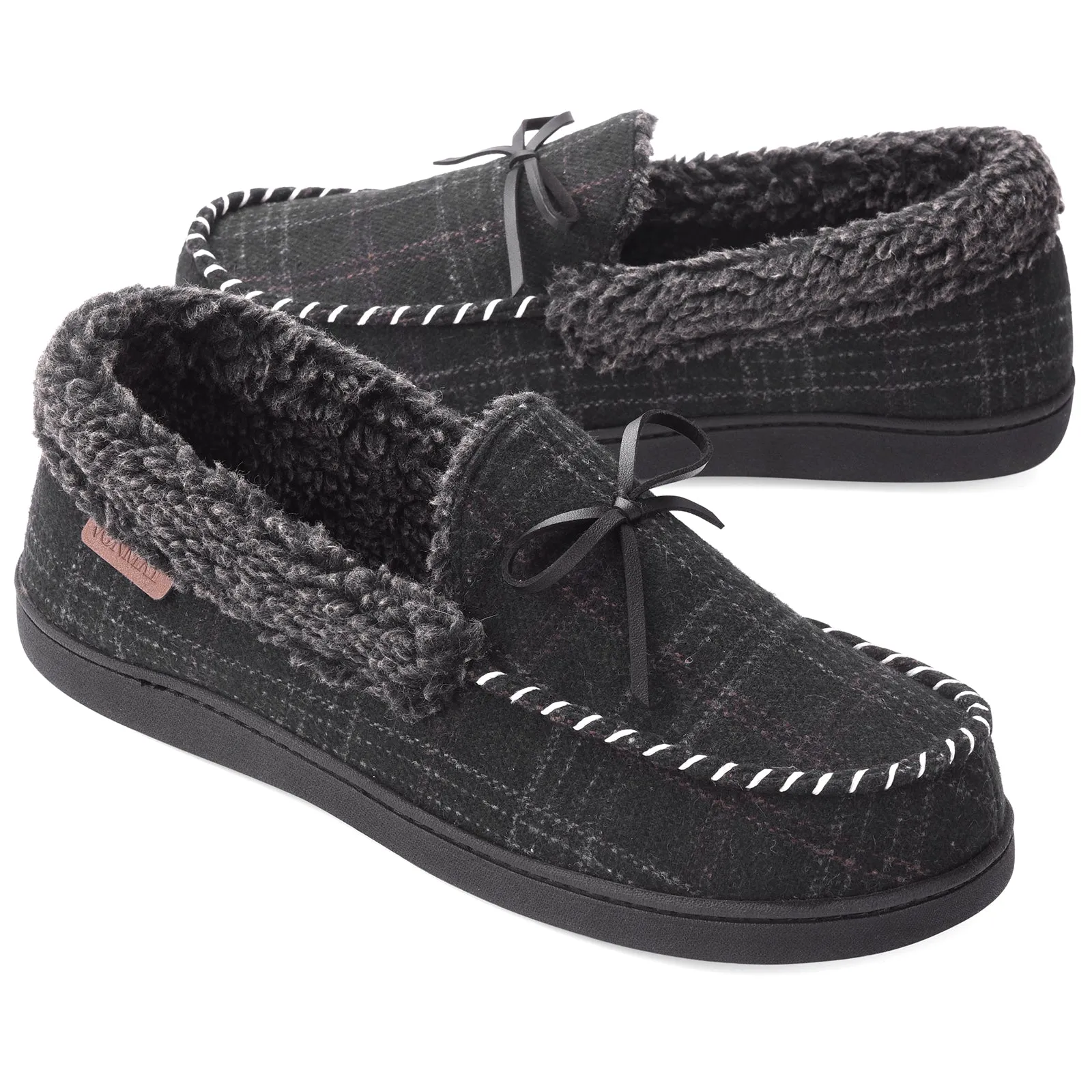 VONMAY Men's Moccasin Slippers Comfort Polar Fleece House Shoes Warm Flannel Lining Memory Foam Indoor & Outdoor