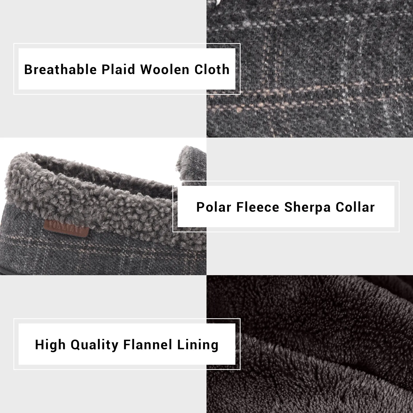 VONMAY Men's Moccasin Slippers Comfort Polar Fleece House Shoes Warm Flannel Lining Memory Foam Indoor & Outdoor