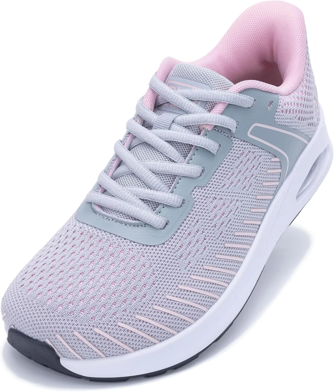 Wide Toe Box Womens Walking Shoes with Arch Support | Slip On Tennis Shoes | Air Orthotic Sneakers for Plantar Fasciitis GreyPink Size 8.5