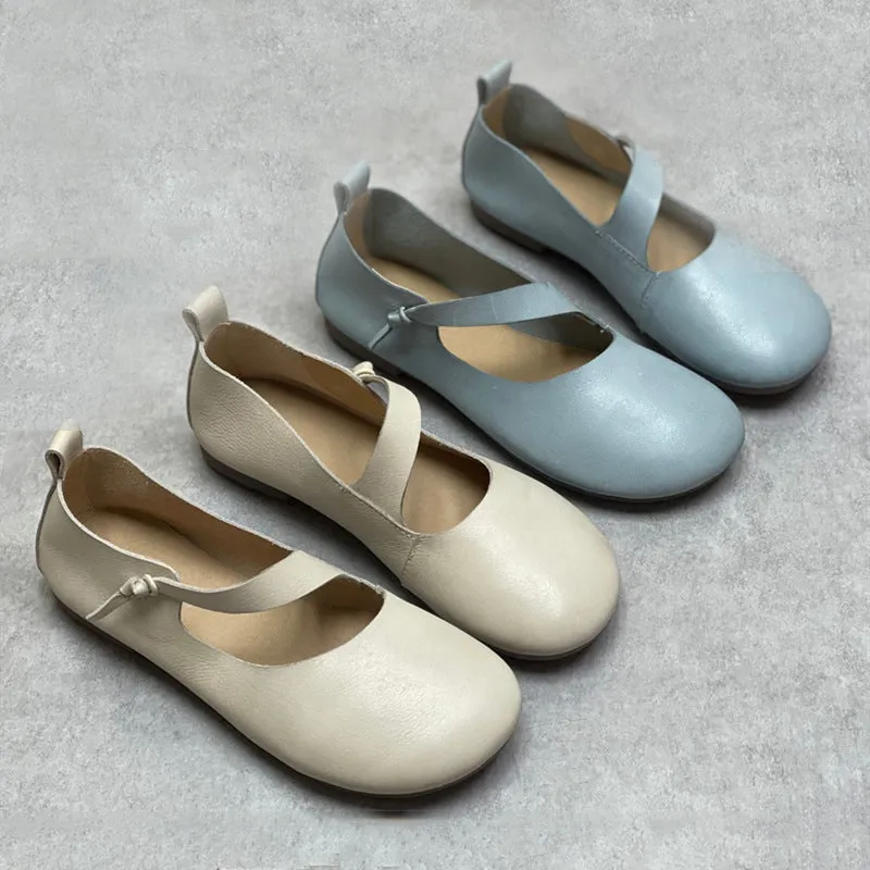 Women Super Soft Leather Flat Shoes With Knot Accents