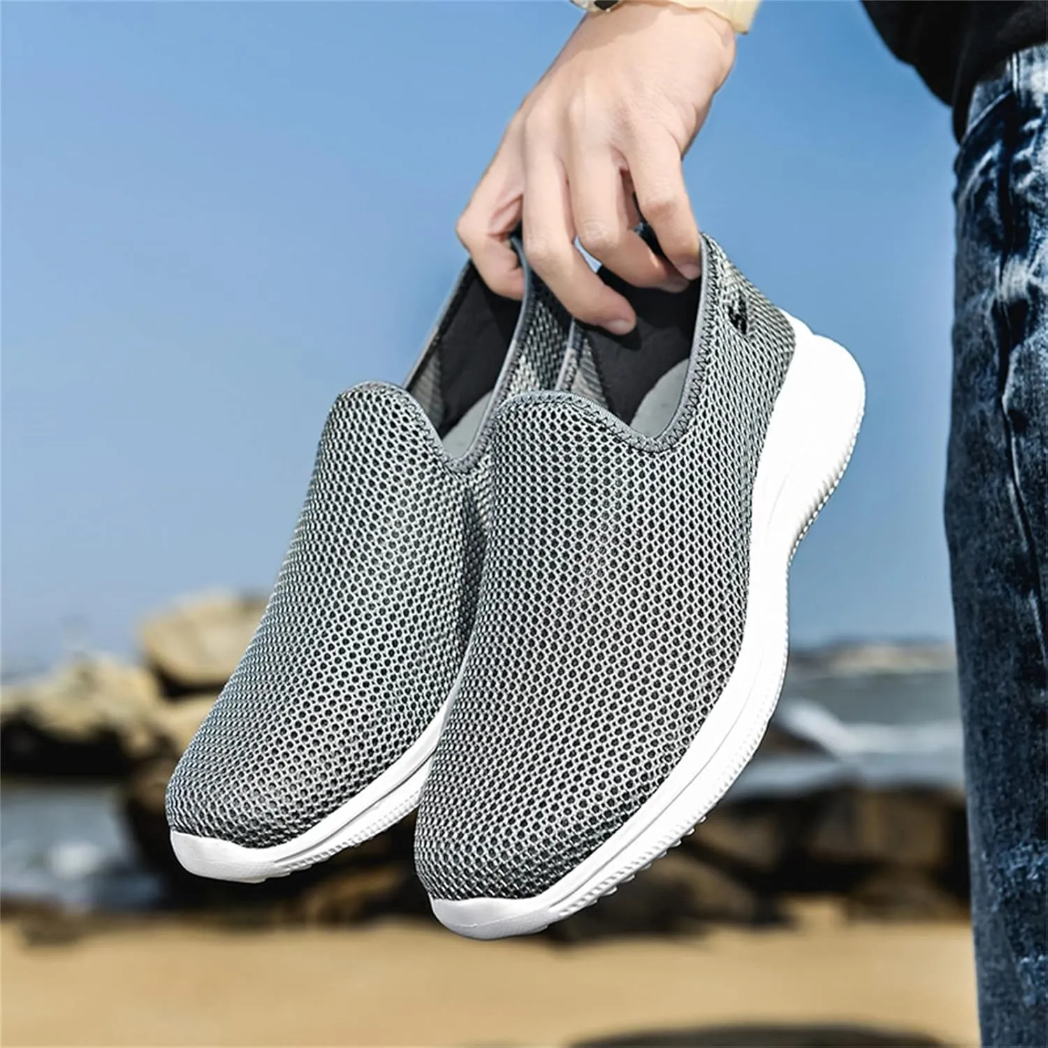 Women's Fashion Sneaker Mesh Slip On Black Non Slip Shoes for Women Comfortable White Running Shoes Men Suede Loafers Women Fashion Sneakers for Women