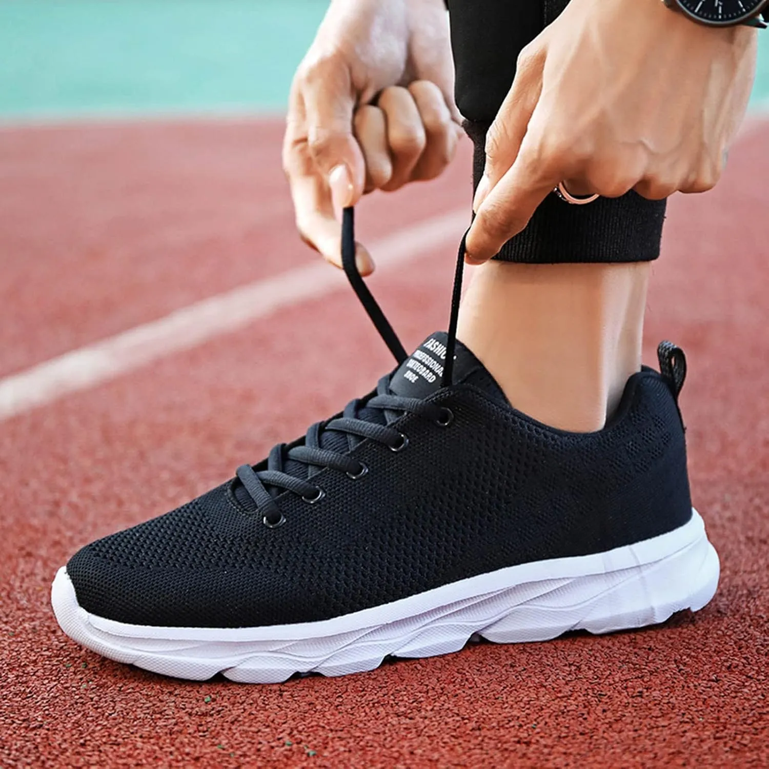 Womens Lace Up Running Shoes Non Slip Walking Shoes Slip On Shoes Women Mesh Ladies Casual Shoes Black Sneakers Red Tennis Shoe Cross Trainer Shoe