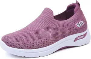 Womens Orthopedic Shoes Breathable Lightweight with Arch Support Sneakers Soft Knitted Slip-On Running Jogging Shoe Casual Comfortable Slip Ins Workout Tennis Shoes Mesh Trainers