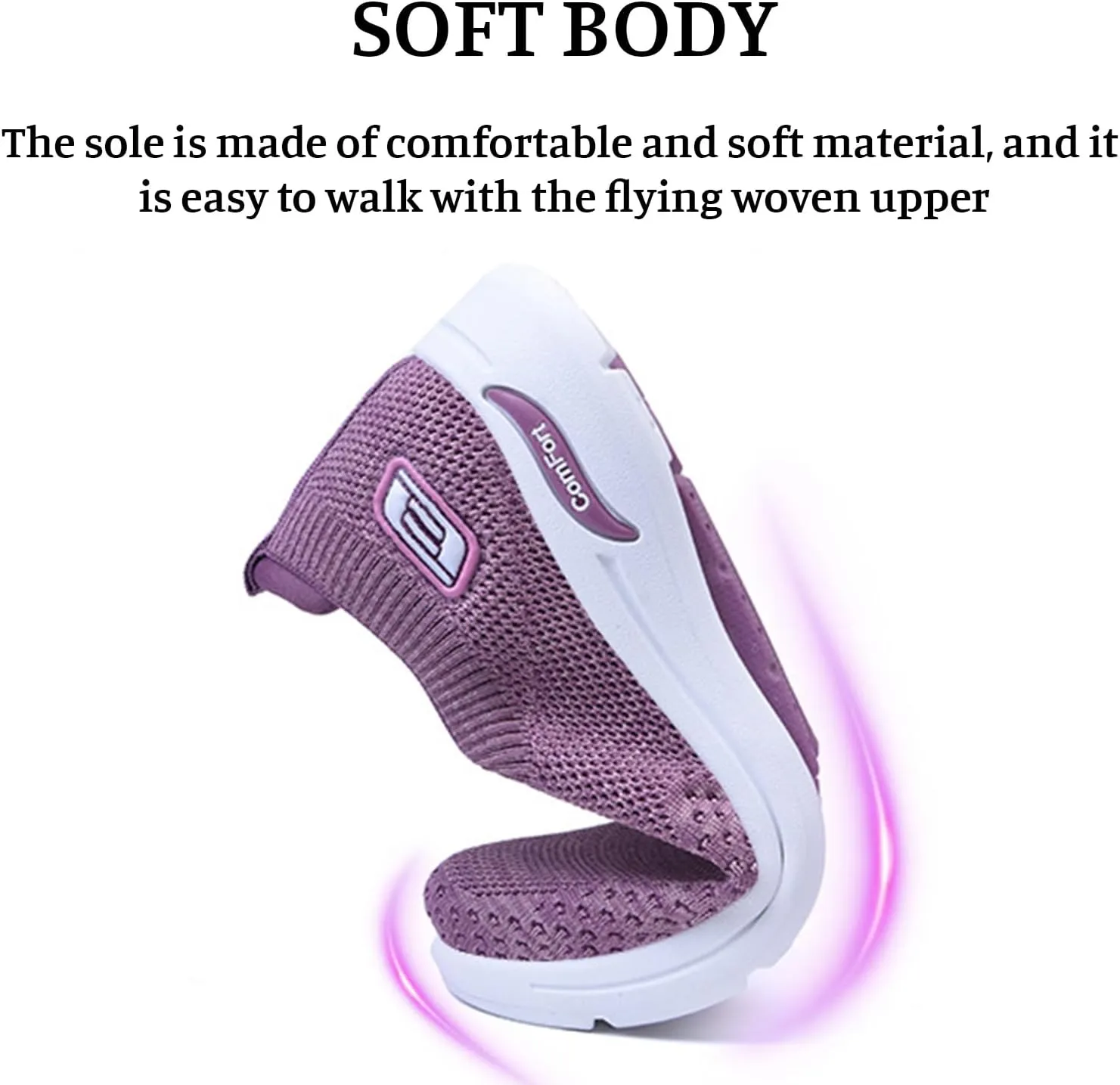 Womens Orthopedic Shoes Breathable Lightweight with Arch Support Sneakers Soft Knitted Slip-On Running Jogging Shoe Casual Comfortable Slip Ins Workout Tennis Shoes Mesh Trainers