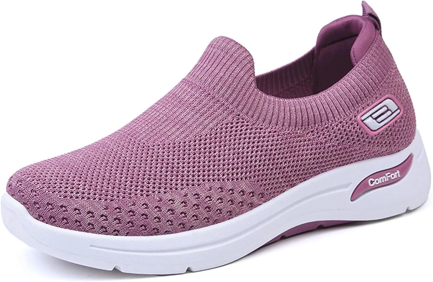 Womens Orthopedic Shoes Breathable Lightweight with Arch Support Sneakers Soft Knitted Slip-On Running Jogging Shoe Casual Comfortable Slip Ins Workout Tennis Shoes Mesh Trainers