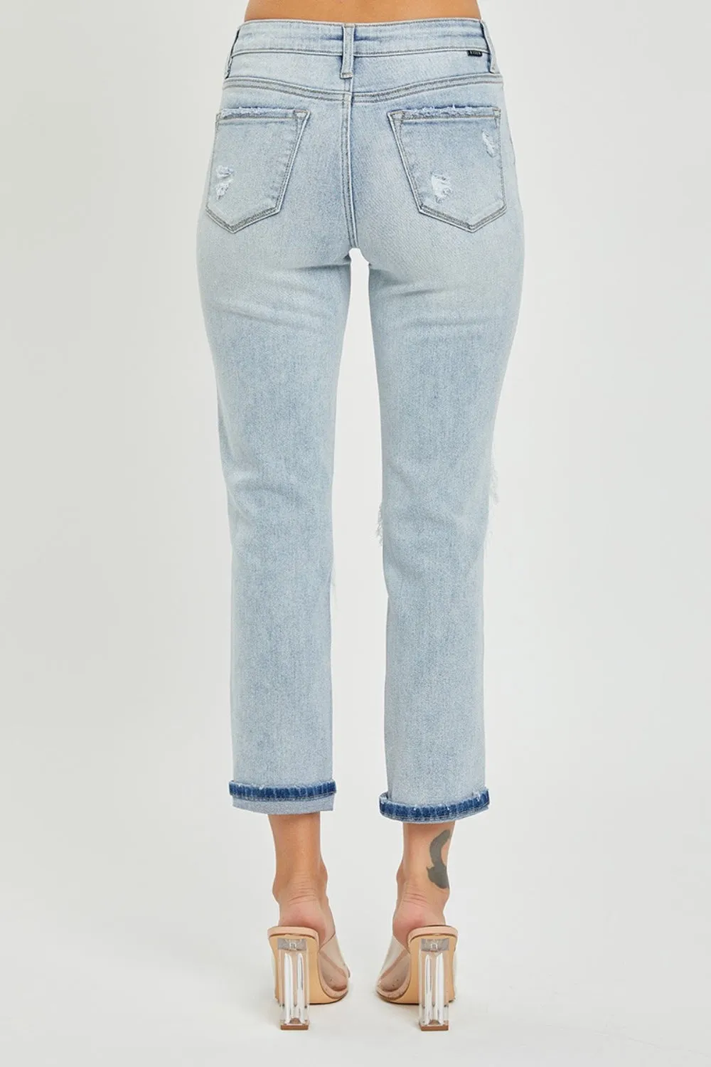 Women's RISEN Mid-Rise Sequin Patched Jeans