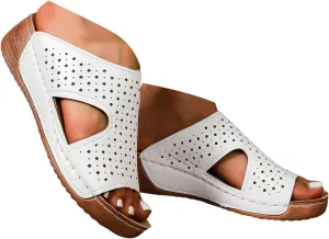 Women's Summer Casual Sandals 2025 Orthopedic Wedge Fish Mouth Walking Sandals for Women with Arch Support Low Heel Comfortable Breathable Wide Width Beach Walking Platform Wedges Shoes