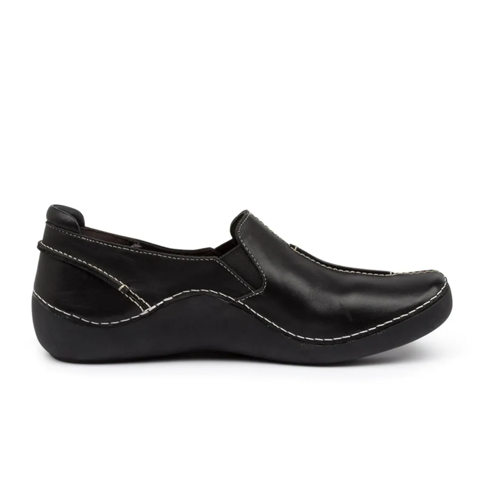 Ziera Luis Extra Wide Slip On (Women) - Black Leather