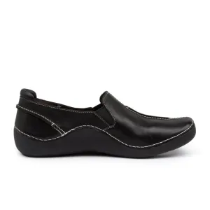 Ziera Luis Extra Wide Slip On (Women) - Black Leather