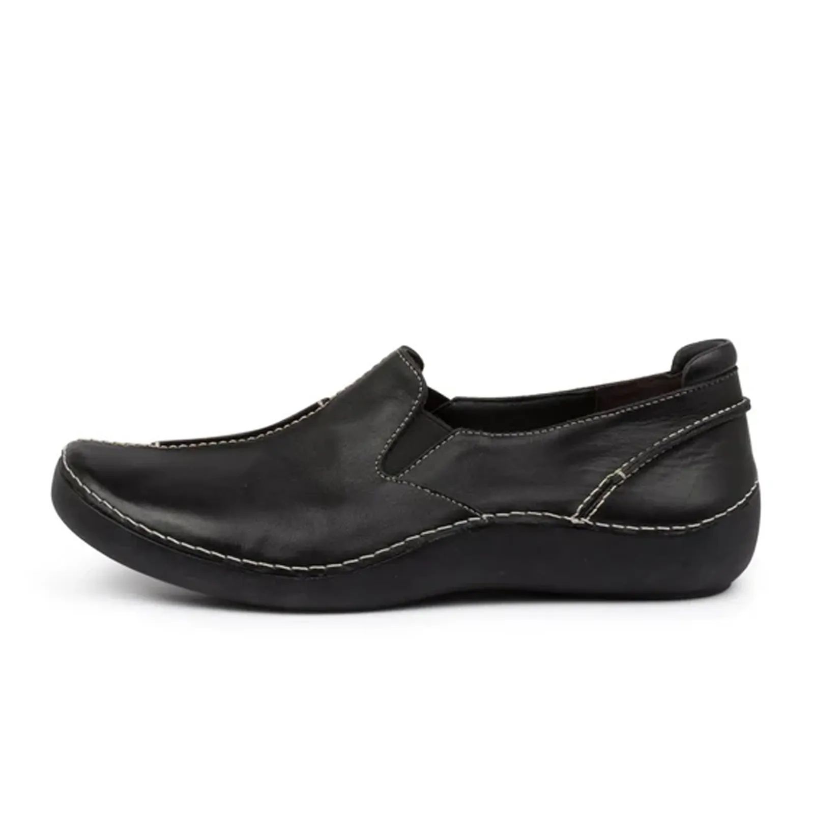 Ziera Luis Extra Wide Slip On (Women) - Black Leather